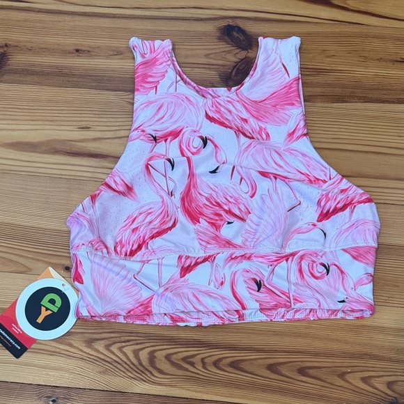 Yoga Democracy Other - NWT Yoga Democracy Pink Flamingo Free Range Sports Bra Large Ready To Flamingle